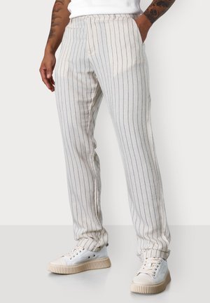 LINEN - Trousers - ecru striped
