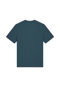 T-shirt à manches courtes en vert foncé, avec un design classique à col rond et une texture lisse, sans motifs ni accents visibles.