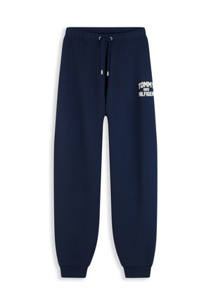 Tommy Hilfiger, FLOCK VARSITY LOGO CUFFED JOGGERS - Долнище на анцуг - dark blue