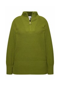 Ulla Popken TROYER COLLAR LONG SLEEVE - Maglione - algae green