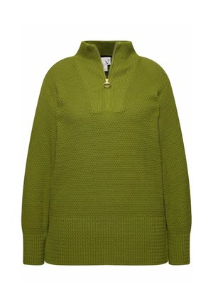 Ulla Popken TROYER COLLAR LONG SLEEVE - Pullover - algae green