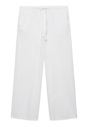 Hvide bukser med brede ben, elastisk talje og snøre, med sidelommer og en afslappet pasform.