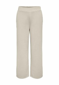 Pantaloni sweat beige a gamba larga con vita elasticizzata e tasche laterali. Tessuto morbido con una texture liscia; design semplice e minimalista.