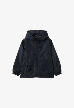 Marine windbreaker jack met een voorknoop, capuchon en twee voorke pockets; gemaakt van lichtgewicht, glanzend materiaal; elastische manchetten en zoom.