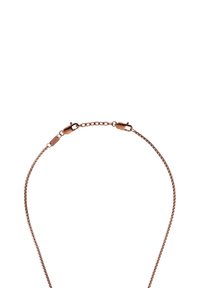 Collar de cadena en oro rosa con un diseño delicado, que presenta una textura suave y cierres de langosta en cada extremo.