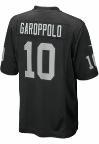 Mustat urheilupaidat kevyestä kankaasta. Takana harmaa nimi "GAROPPOLO" ja numero "10". Lyhyet hihat ja pyöreä kaula-aukko.