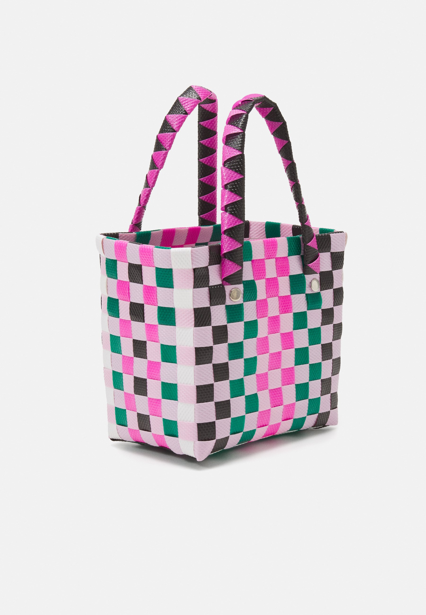 Marni MICRO BASKET BAG UNISEX - Handbag - lilac/black/pine