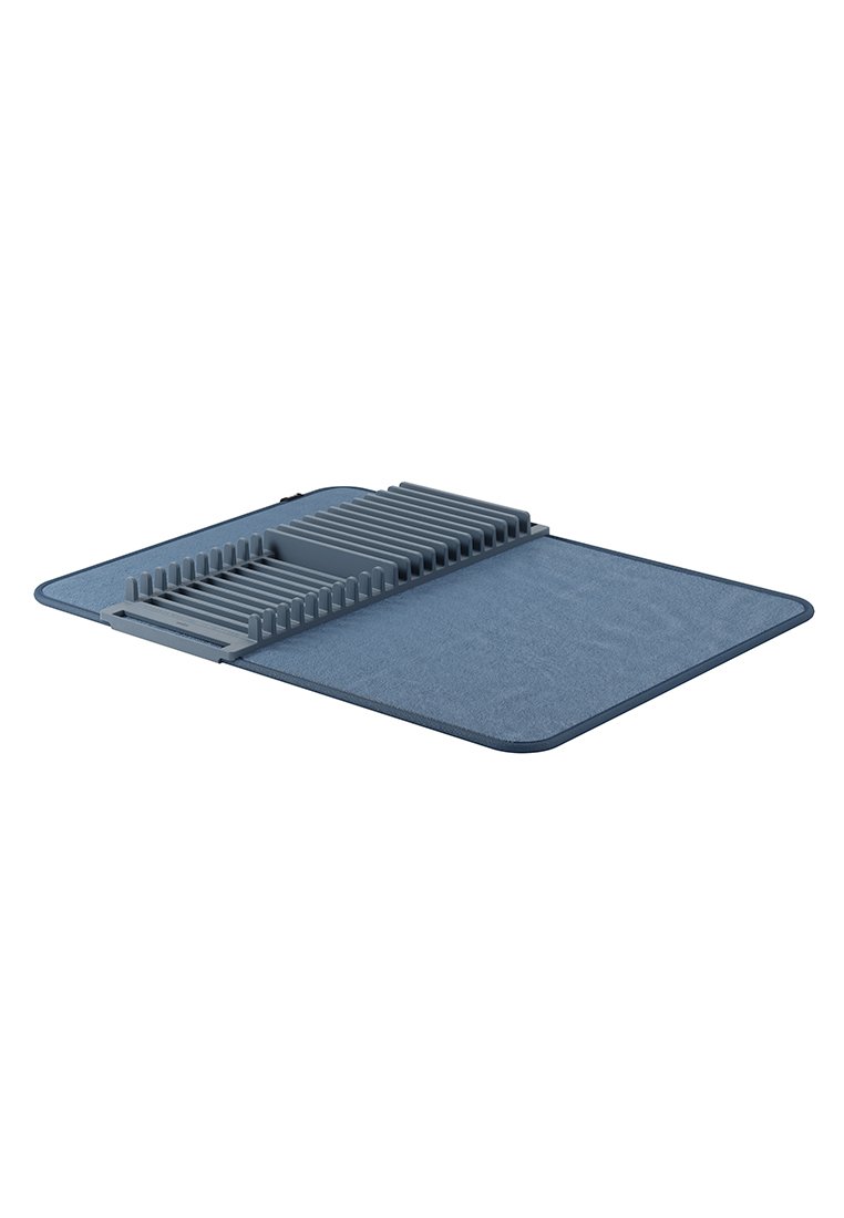 Blaues rechteckiges Matten mit einer strukturierten Oberfläche, die auf einer Seite erhöhte Rillen für Halt oder Unterstützung aufweist. Weiches, stoffähnliches Material.