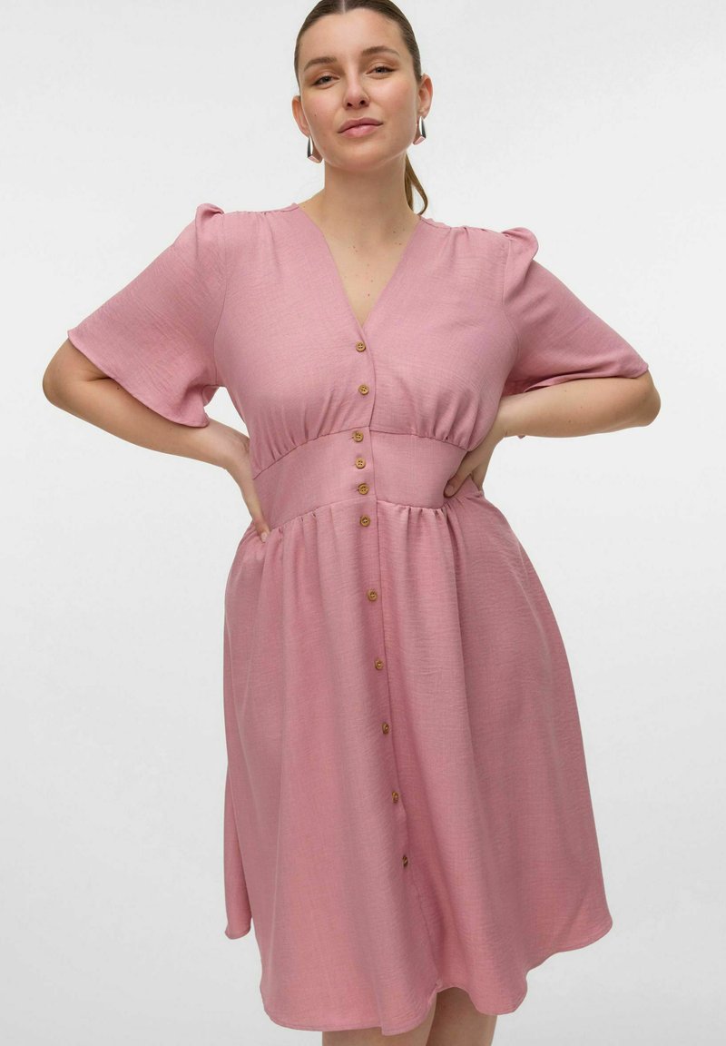 Vero Moda Curve VMCMELANEY MIDI - Košilové šaty - nostalgia rose