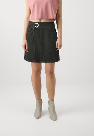 EYELET SKIRT - Omslagsskjørt - washed black