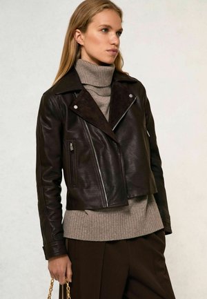 REGULAR FIT - LIDIA SUEDE-LAPEL  - Leren jas - chocolate brown