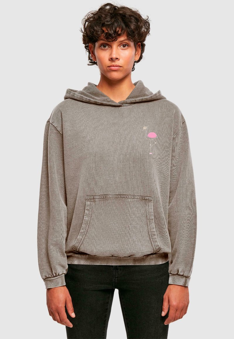 Merchcode FLAMINGO ACID WASHED - Sweat à capuche - asphalt