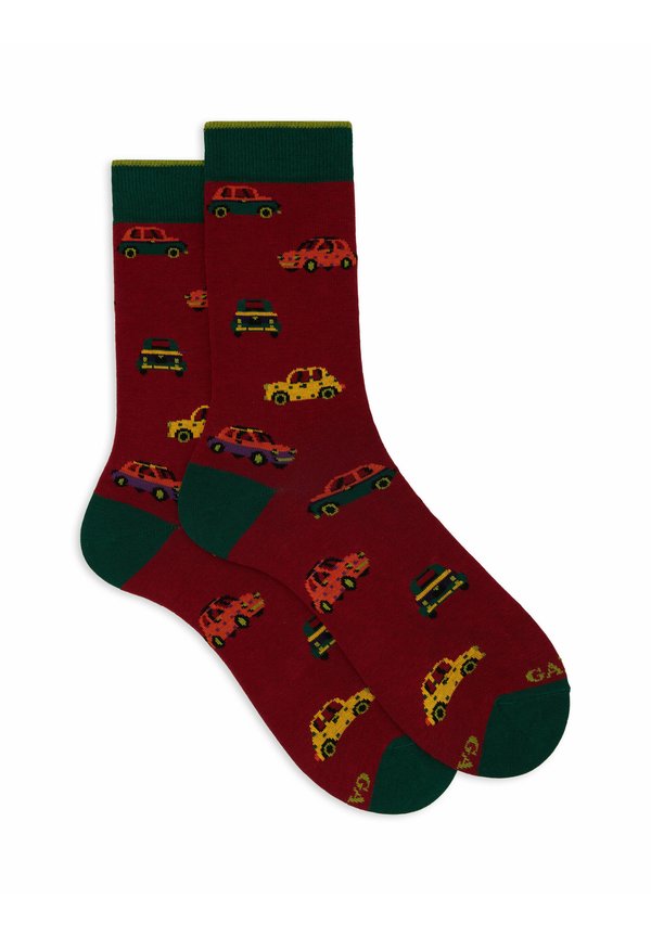 WITH CAR MOTIF - Socken - amaranto