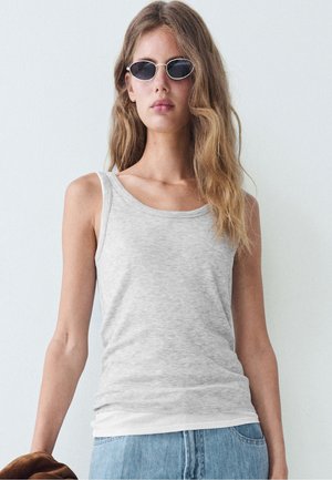 Massimo Dutti, 100% COTTON RIBBED DOUBLE-LAYER TOP - Top - grey