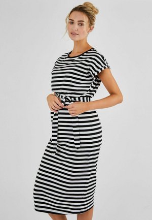 MATERNITY NURSING MIDI - REGULAR FIT - Džersio suknelė - black cream stripe