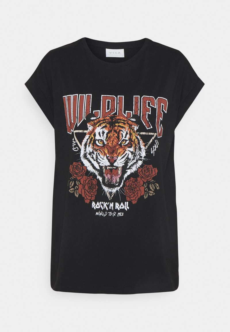 Vila T-shirt print zwart