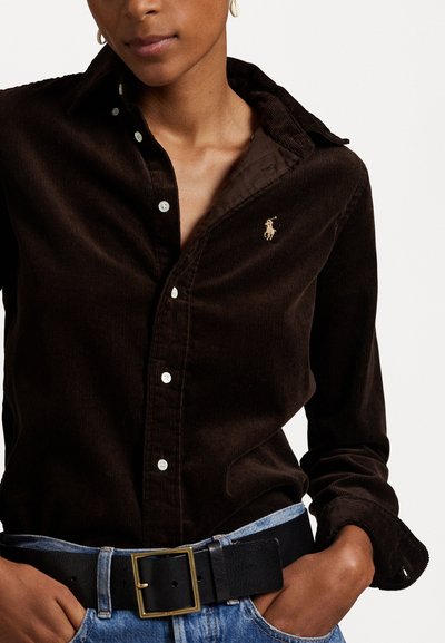 Polo Ralph Lauren STRETCH SLIM FIT COTTON CORDUROY SHIRT - Bluza z gumbi - dark beech