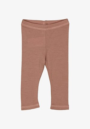 Helle rosa Leggings aus weichem, dehnbarem Stoff mit einer taillierten Passform, ausgestattet mit einem elastischen Bund und genähten Saumdetails.