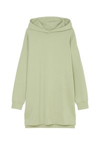 Felpa con cappuccio verde chiaro realizzata in tessuto morbido, caratterizzata da una vestibilità comoda, maniche lunghe e un design semplice e minimalista.