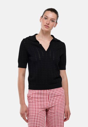 Monoprix, PULL MANCHES COURTES COL CLAUDINE - Polo - noir