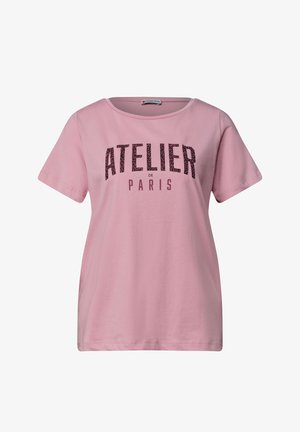 Street One, T-SHIRT WITH CREW NECK AND FRONT PRINT, jasnoróżowy