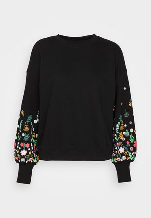 ONLY ONLBROOKE O NECK FLOWER - Sweatshirt - black