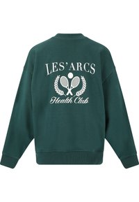 Mörkgrön sweatshirt med rundad hals, avslappnad passform. Vit logotyp med tenniskracketer och lagerblad på ryggen. Mjuk tygkvalitet.