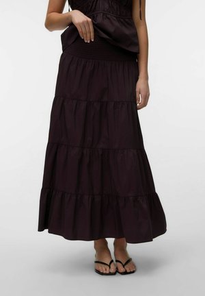 Vero Moda A-LINIEN ROCK VMLOTUS HOHE TAILLE LANGER ROCK - Jupe longue - chocolate torte