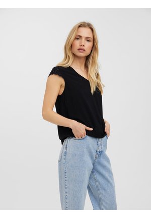 VMVICA V NECK - T-shirt z nadrukiem - black