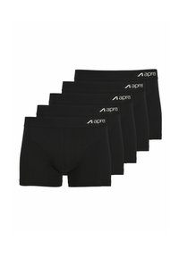 Black cotton boxer briefs in a pack of five with an elastic waistband featuring the brand name "aprel" in white lettering.