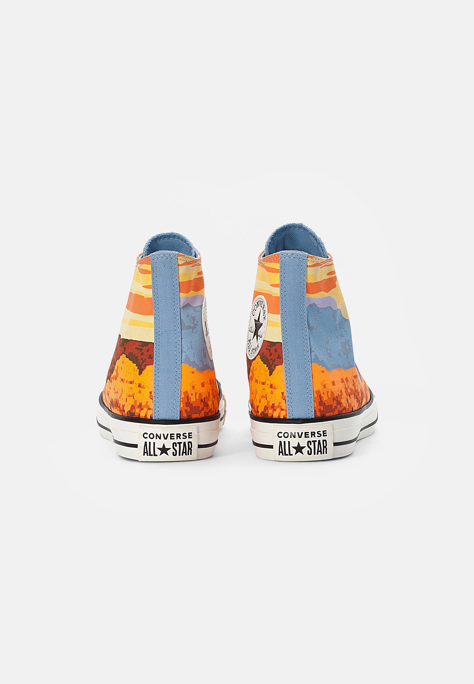 blue and orange chuck taylors