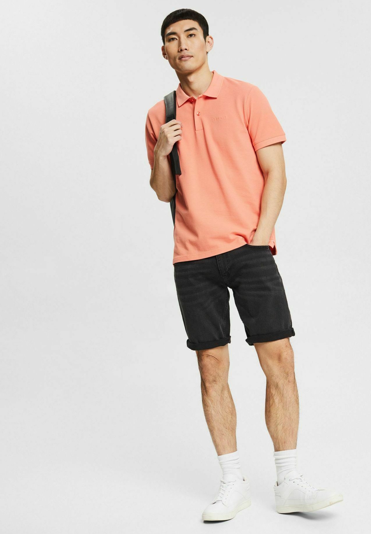 salmon polo outfit