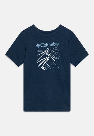 Columbia TECH TRAIL SHORT SLEEVE GRAPHIC UNISEX - Print T-shirt - collegiate navy heather/ridge line life