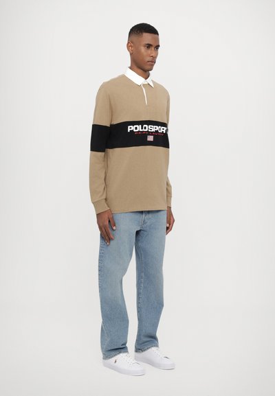 Polo Ralph Lauren LONG SLEEVE RUGBY UNISEX - Polo krekls - desert khaki/black