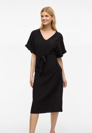 VILA MIDI V-AUSSCHNITT - Jurk - black beauty