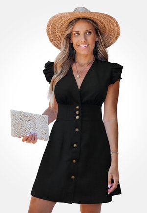 Cupshe, BUTTON RUFFLE - Jurk - black white