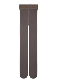 Collant marroni con finitura opaca, caratterizzati da una cintura larga e liscia e un design senza cuciture, che si estendono fino ai piedi.