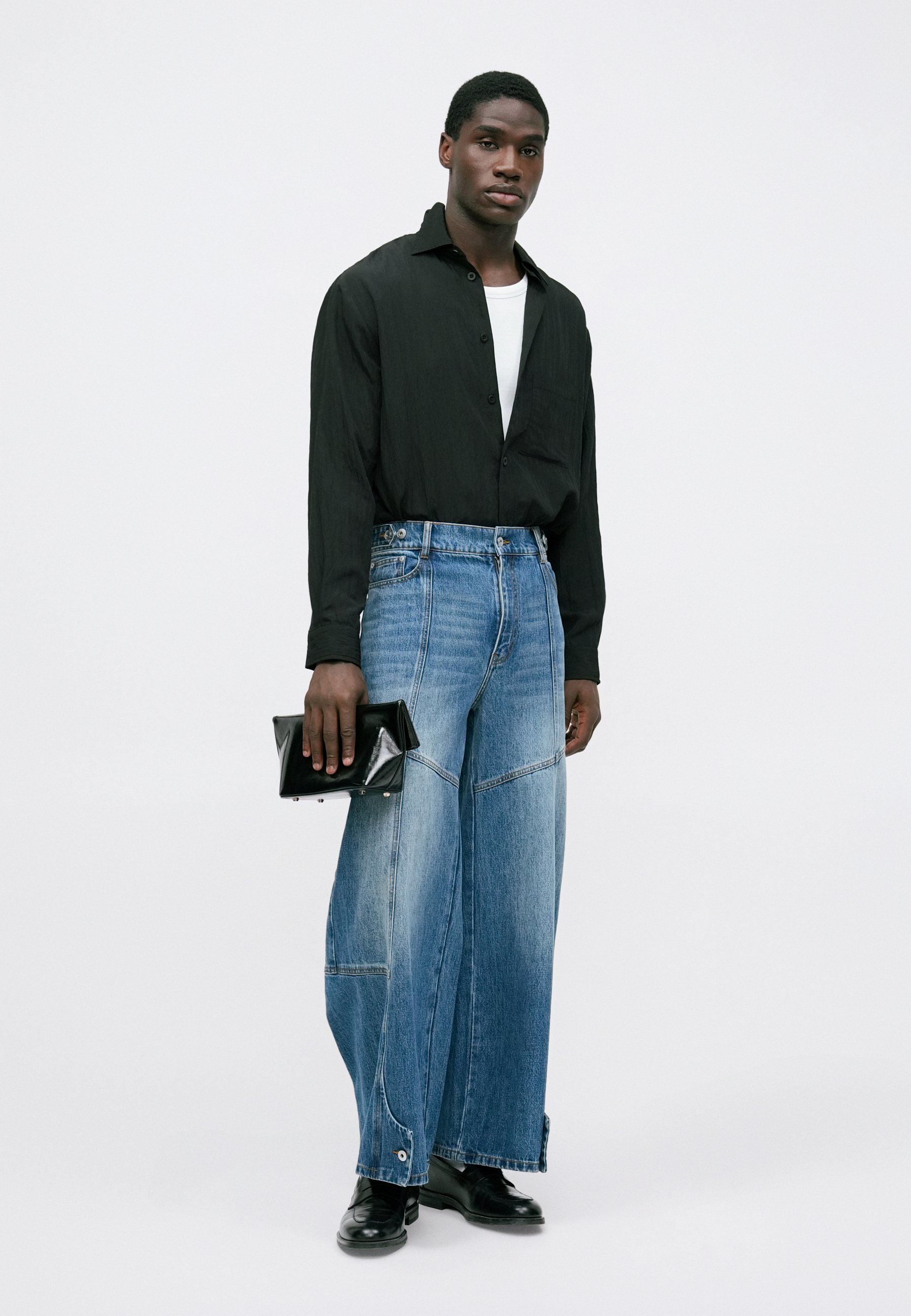 Feng Chen Wang PATCHED TROUSERS - Relaxed fit jeans - blue