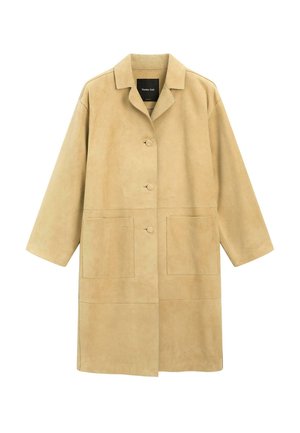 LONG - Leather jacket - yellow