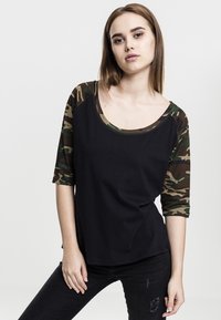 Urban Classics LADIES 3/4 CONTRAST RAGLAN TEE - Apdrukāts T-krekls - black