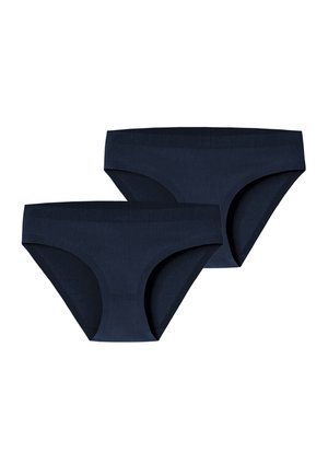 Granatowe bawełniane majtki w klasycznym stylu fig. Charakteryzują się gładką teksturą i minimalistycznym wzornictwem. W zestawie znajdują się dwa sztuki.