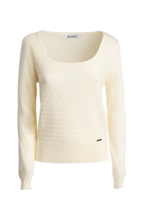 INFLUENCER, INFLUENCER PULLOVER SCOOP-NECK CABLED PULL - Strickpullover - ivory