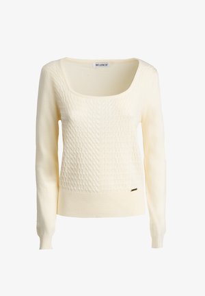 INFLUENCER, INFLUENCER PULLOVER SCOOP-NECK CABLED PULL - Strickpullover - ivory