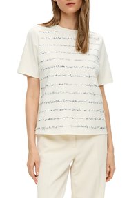 s.Oliver BLACK LABEL MIT PAILLETTEN - T-shirt print - creme