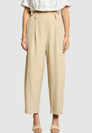 LolaLiza, HIGH WAIST BARREL TROUSERS  - Trousers - lt beige