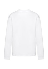 Long-sleeve white T-shirt made of cotton. Features a crew neck, straight hem, and simple design without patterns or accents.