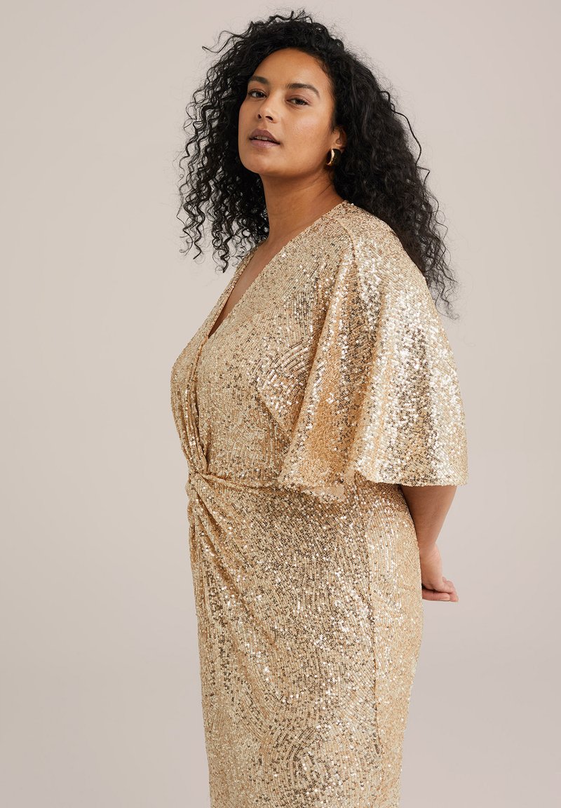 WE Fashion CURVE - Cocktail dress / Party dress - gold/gold-coloured -  Zalando