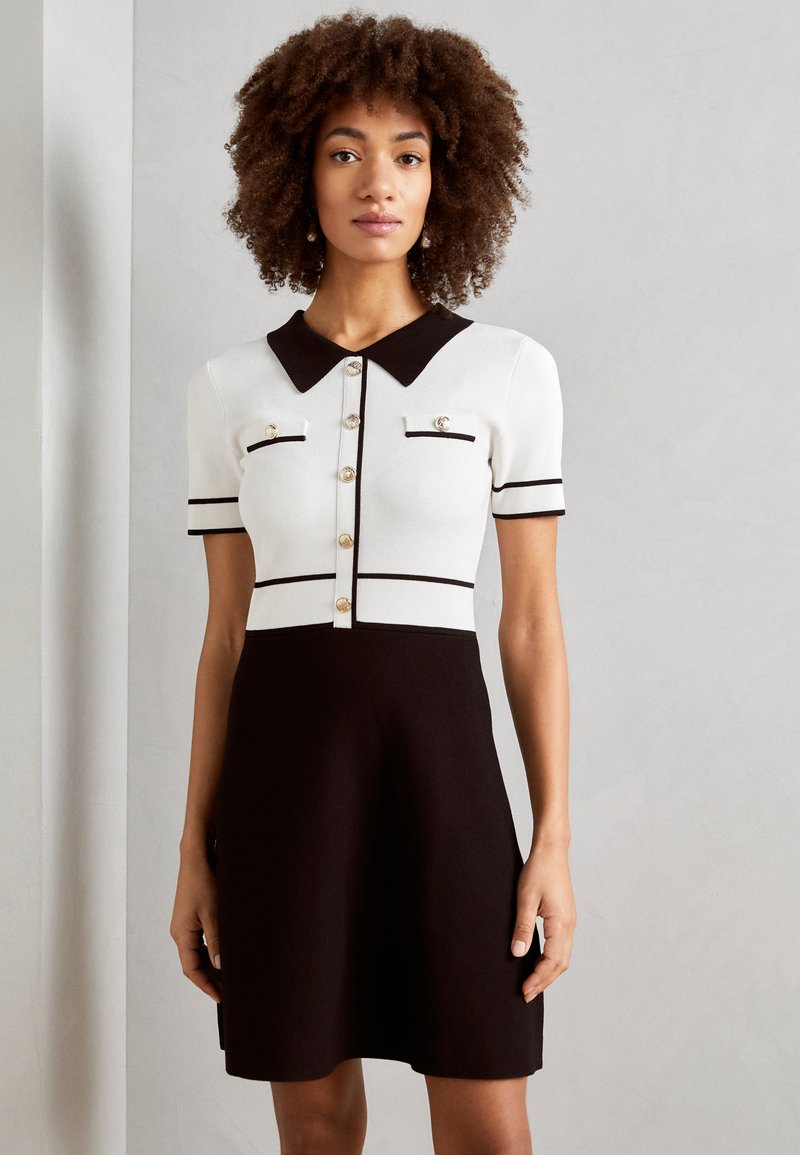 Morgan - Strikket kjole - off white/black, Forstørre