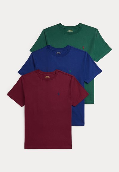 Polo Ralph Lauren COTTON JERSEY CREWNECK TEE 3 PACK - T-shirts - bordaeux/blue/green