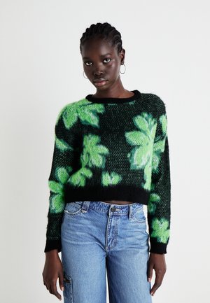 Noisy May NMJODY O NECK - Strikkegenser - black/green